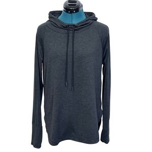 Athleta Hoodie Womens Small Gray Lightweight Jersey Pullover Longline Tunic